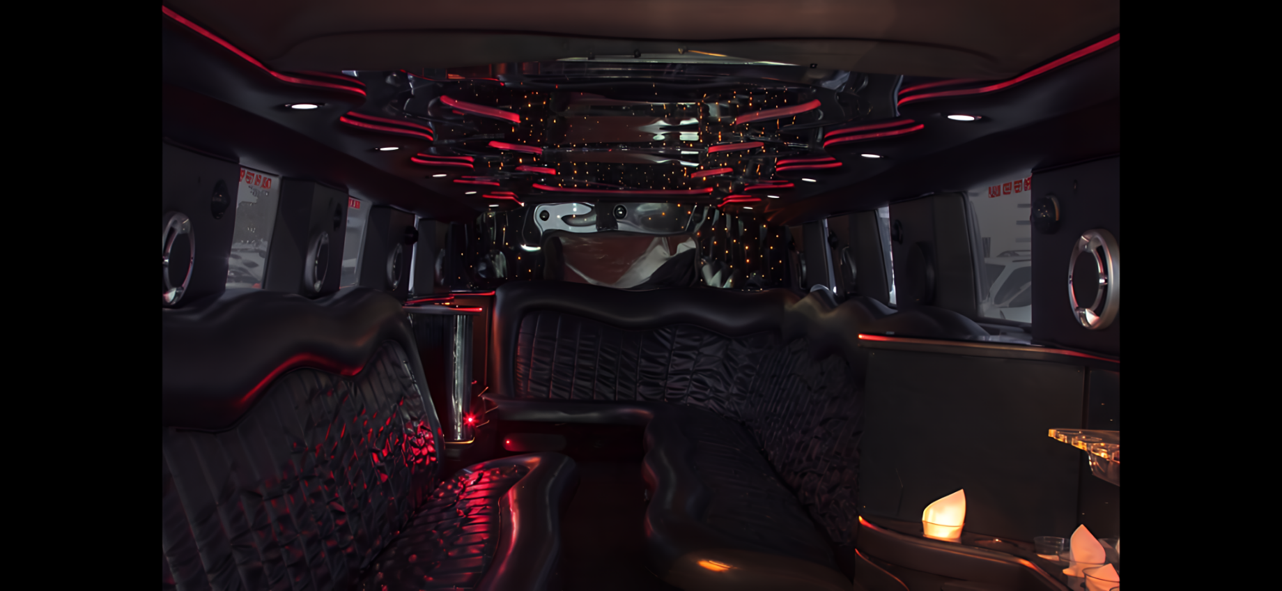 Champagne-colored 18-passenger stretch limousine exterior — unique color in DFW fleet