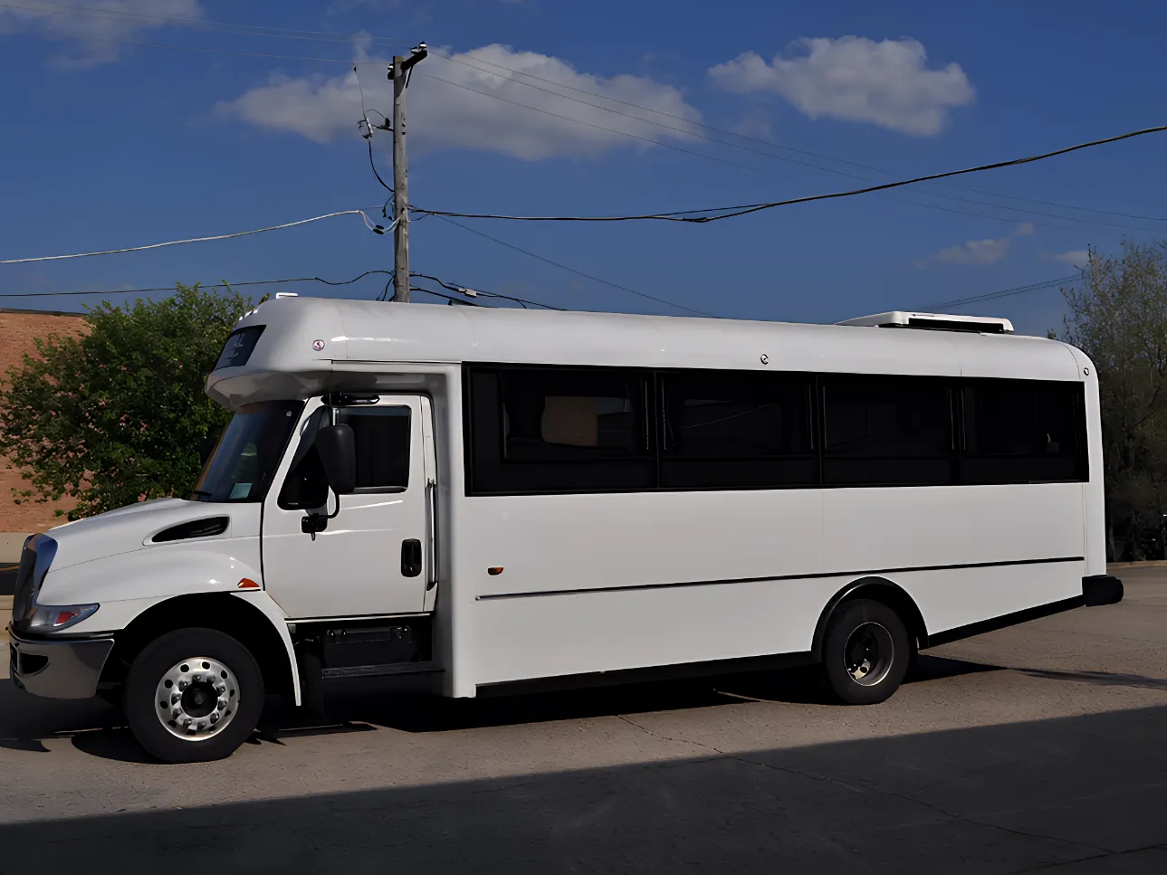 30-35 passenger luxury party bus exterior for DFW bachelor bachelorette parties
