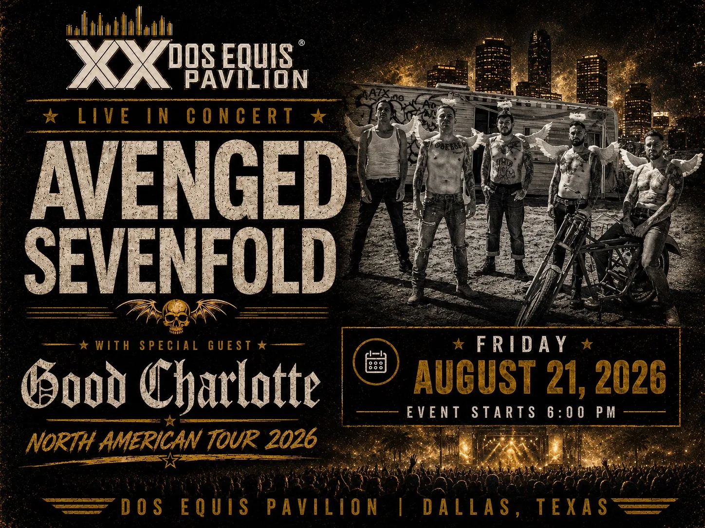Avenged Sevenfold with Good Charlotte at Dos Equis Pavilion Fair Park Dallas Friday, August 21, 2026 black car service