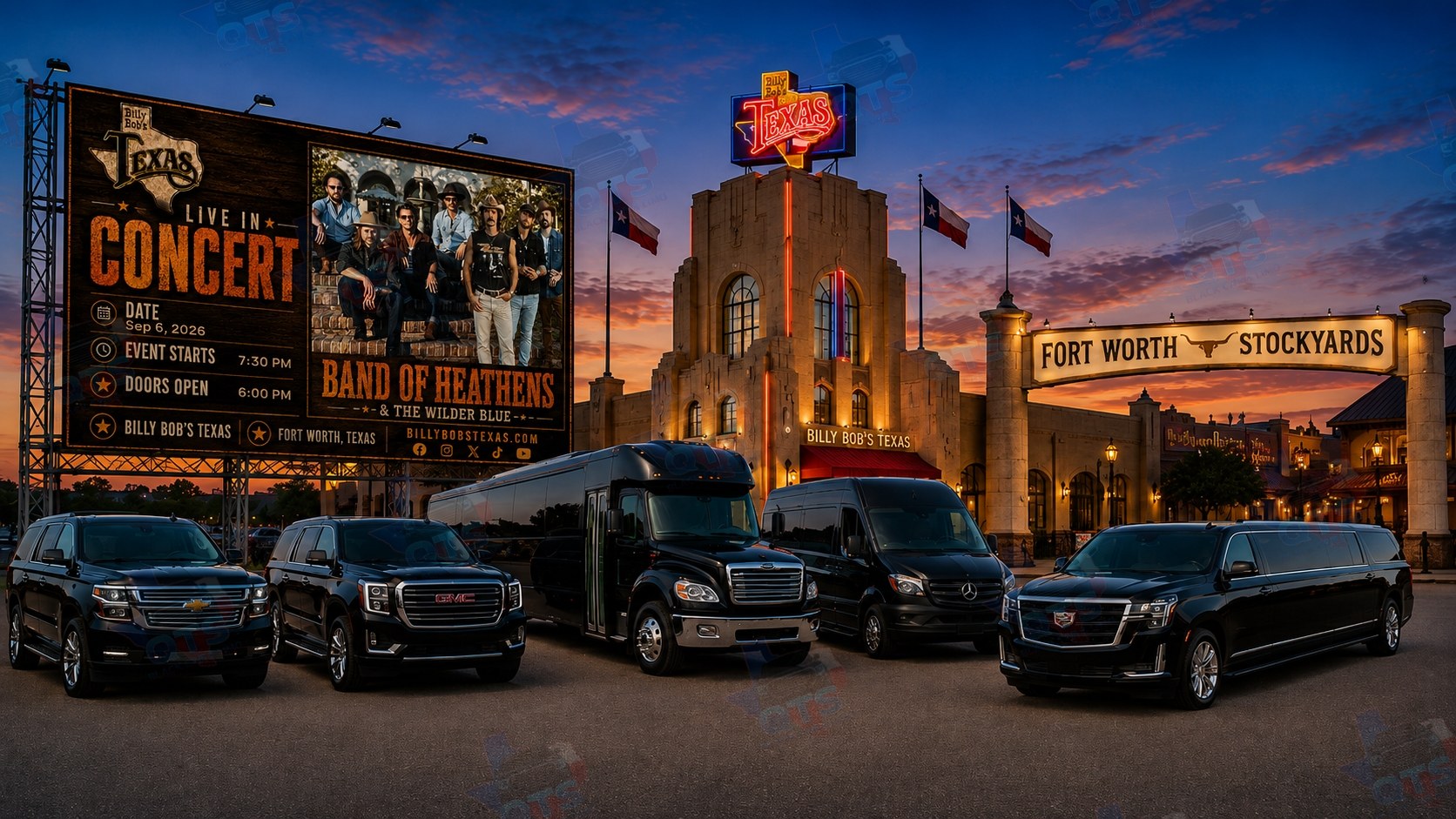 Band of Heathens & The Wilder Blue at Billy Bob's Texas Fort Worth Stockyards Sunday, September 6, 2026 black car service