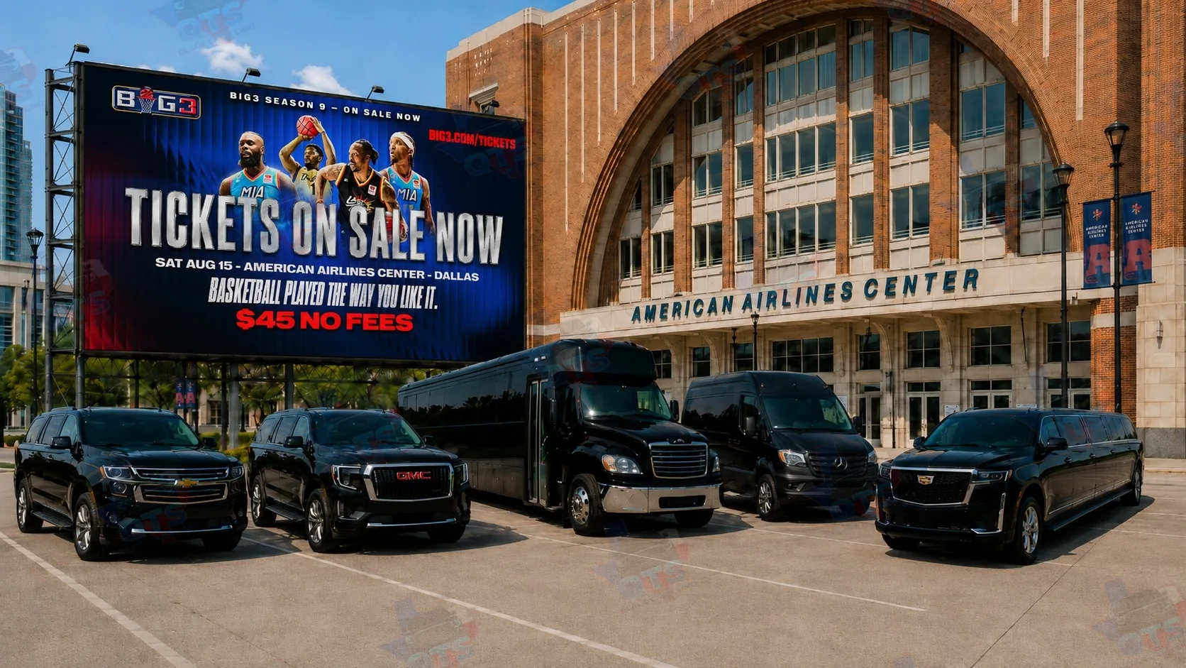 American Airlines Center Dallas — black car service for BIG3 basketball August 15 2026