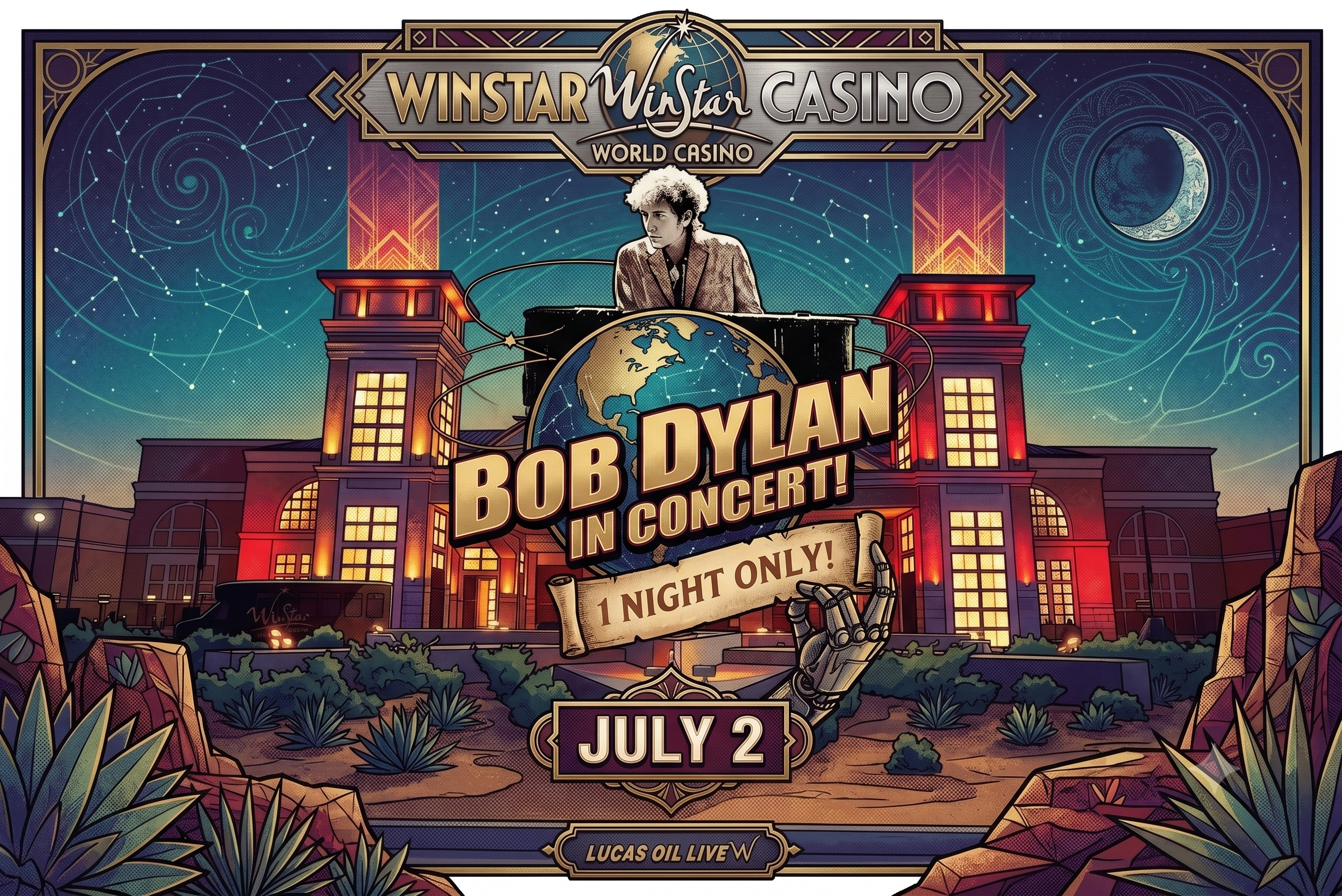 Bob Dylan 1 Night Only at Lucas Oil Live at WinStar World Casino Thackerville Oklahoma July 2 2026