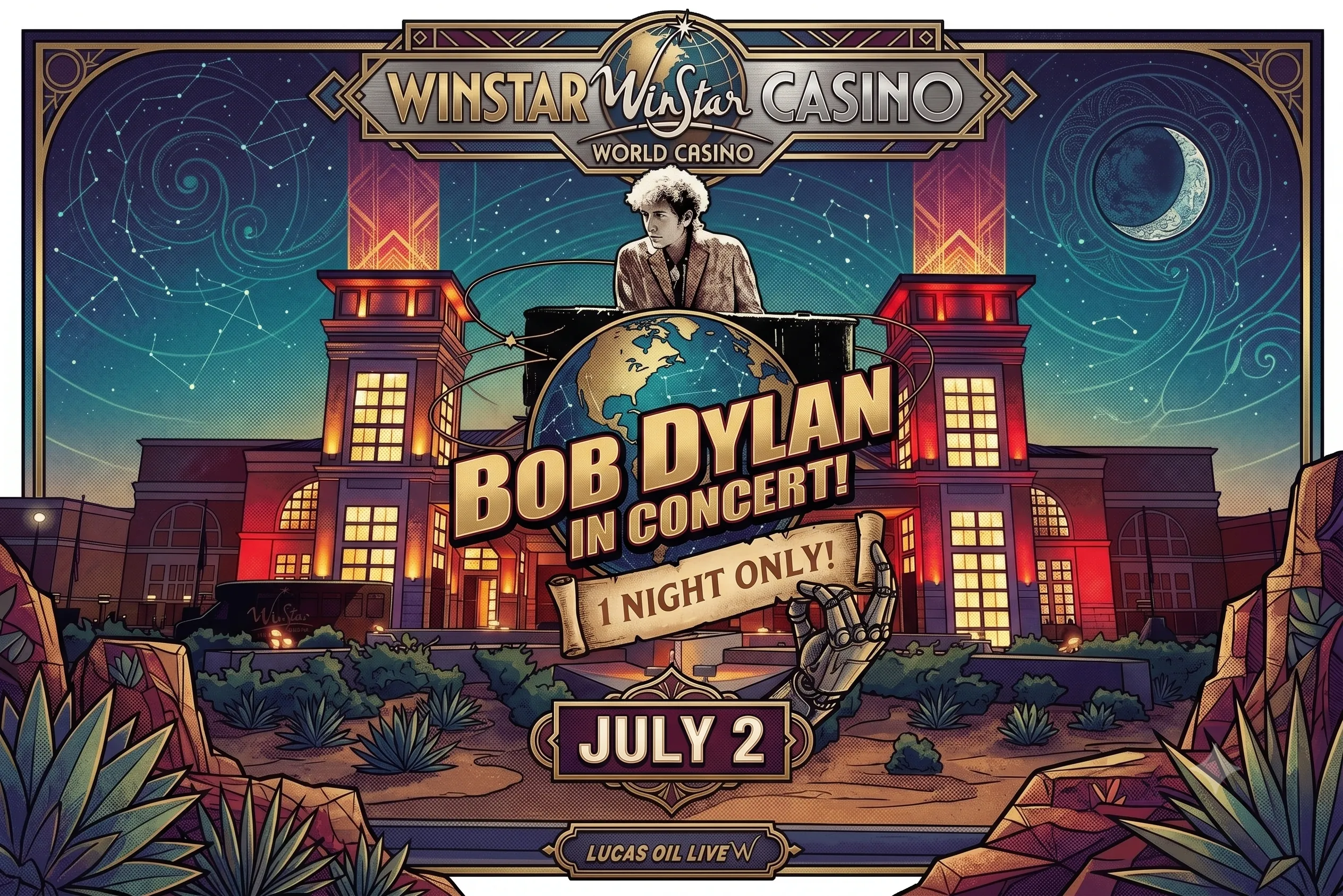 Bob Dylan 1 Night Only at Lucas Oil Live at WinStar World Casino Thackerville Oklahoma July 2 2026