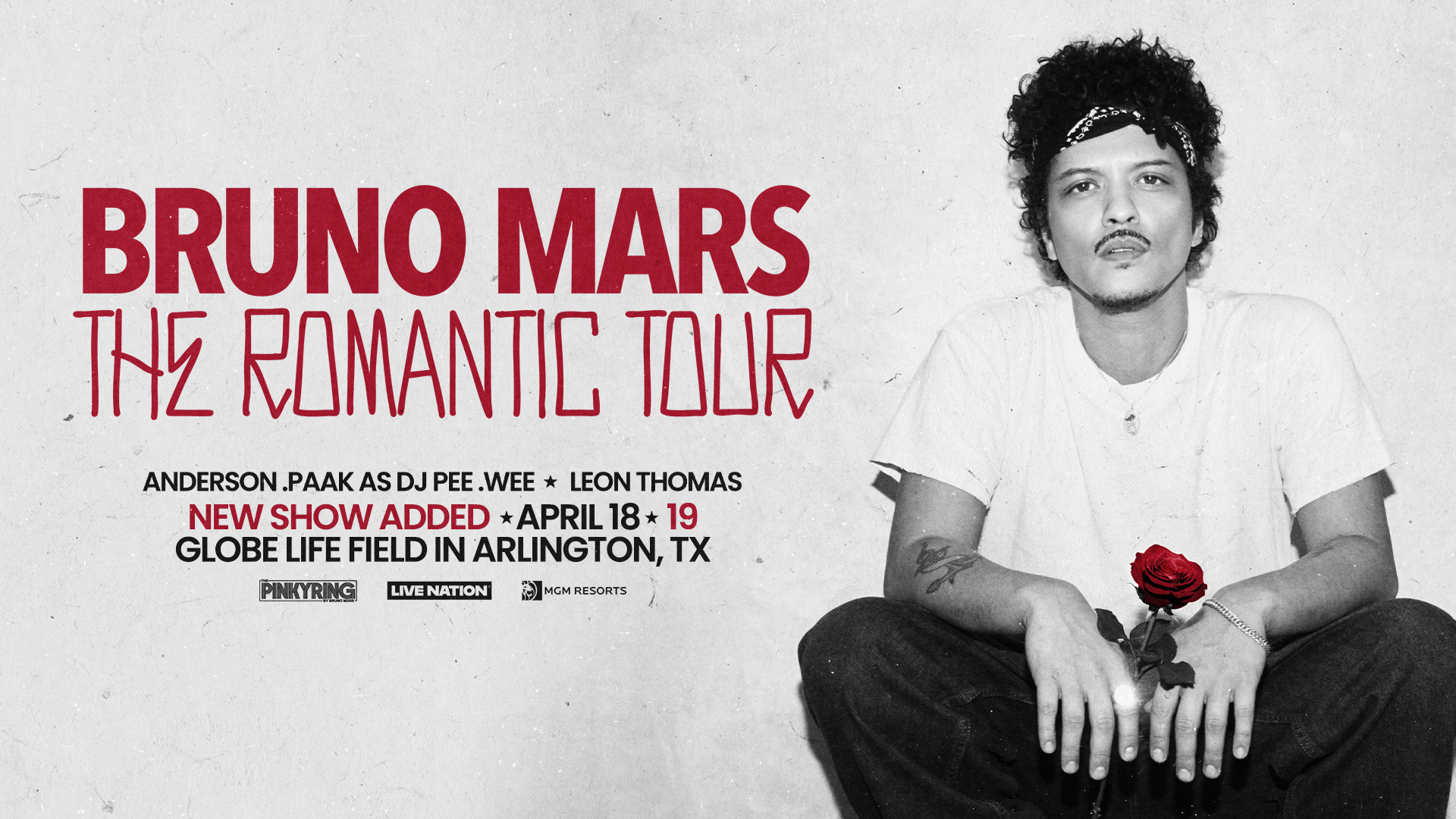 Bruno Mars The Romantic Tour Globe Life Field Arlington TX April 18 19 2026