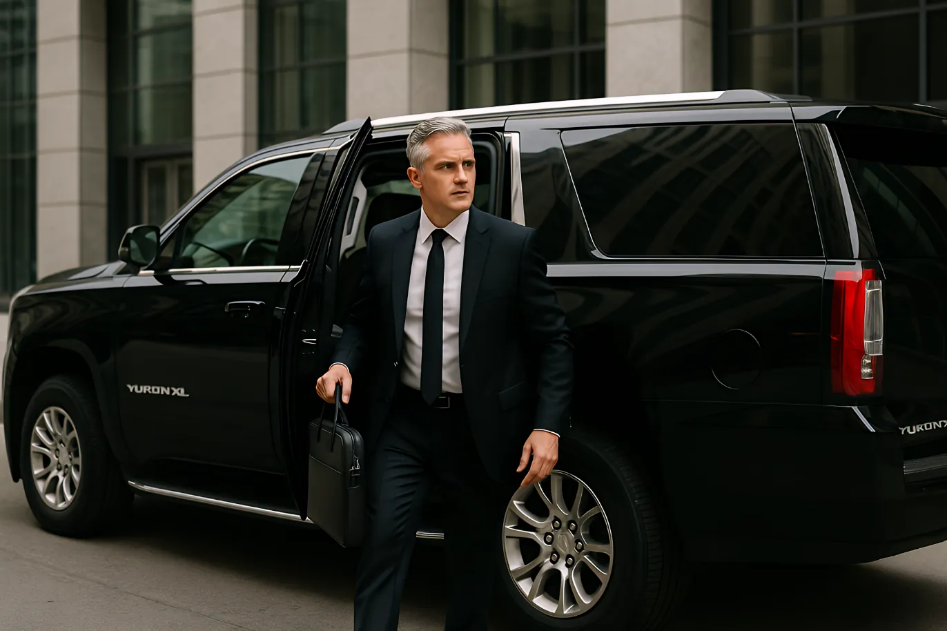Corporate client exiting GMC Yukon XL for Prosper Texas executive transportation