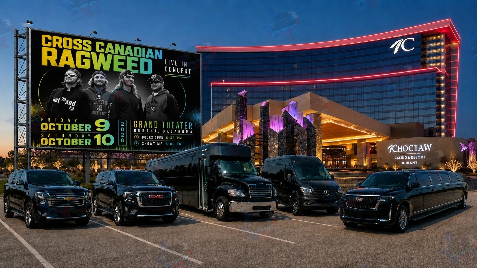 Cross Canadian Ragweed at The Grand Theater at Choctaw Casino & Resort Durant OK Friday, October 9, 2026 and Saturday, October 10, 2026 black car service