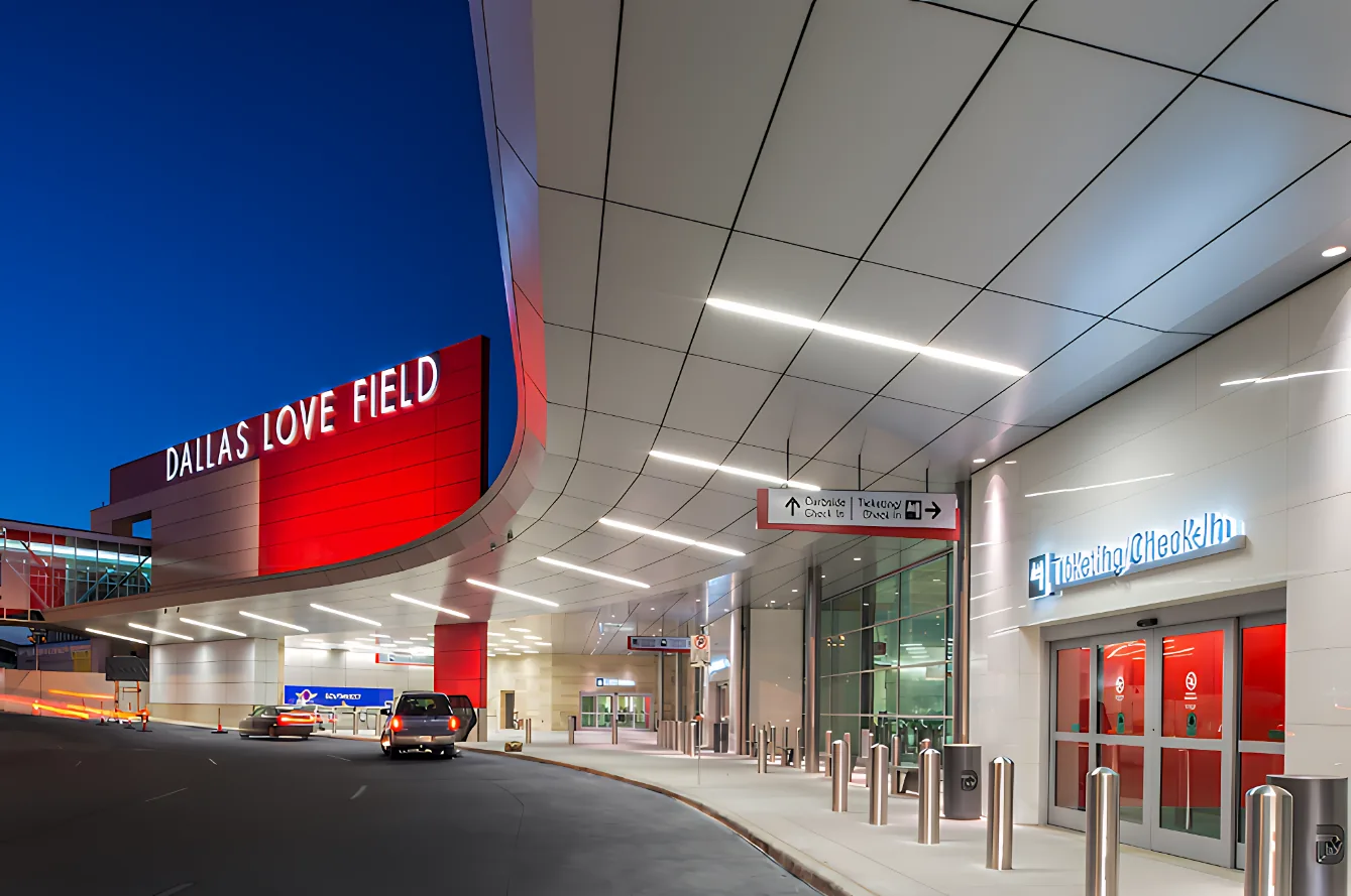 Dallas Love Field entrance, about 30 to 40 minutes from Forney