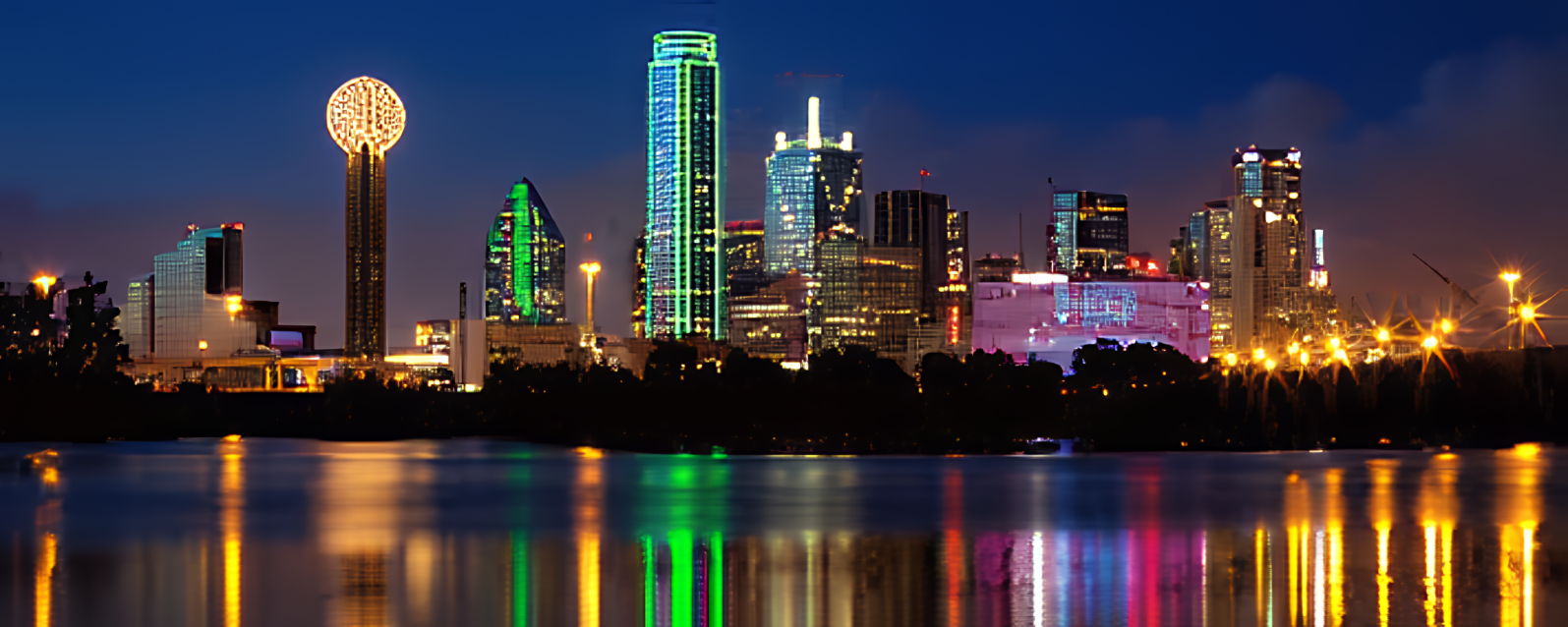 Dallas skyline representing Dallas County service area access