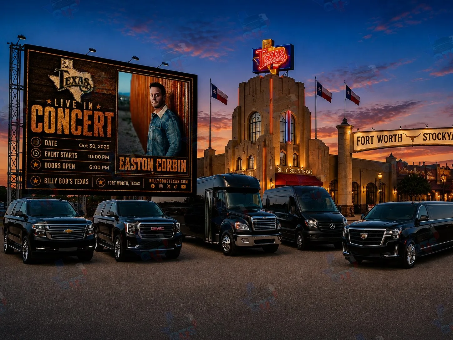 Easton Corbin at Billy Bob's Texas Fort Worth Stockyards Friday, October 30, 2026 black car service