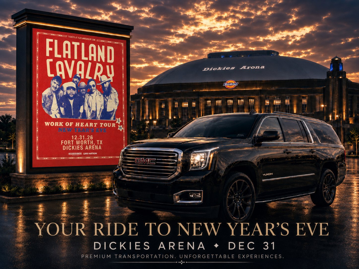 Flatland Cavalry NYE — DFW black car & chauffeur service