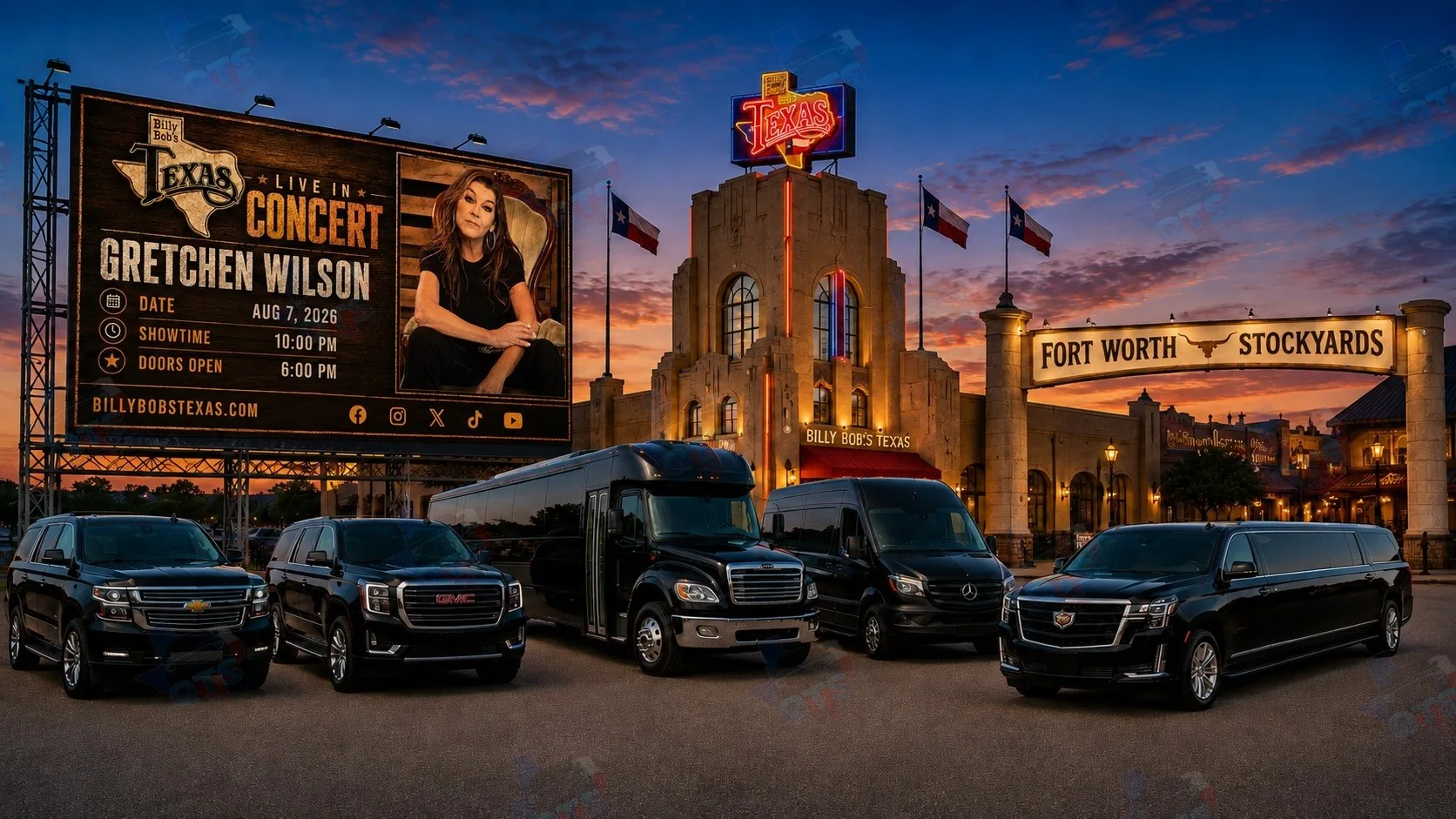 Gretchen Wilson at Billy Bob's Texas Fort Worth Stockyards Friday, August 7, 2026 black car service