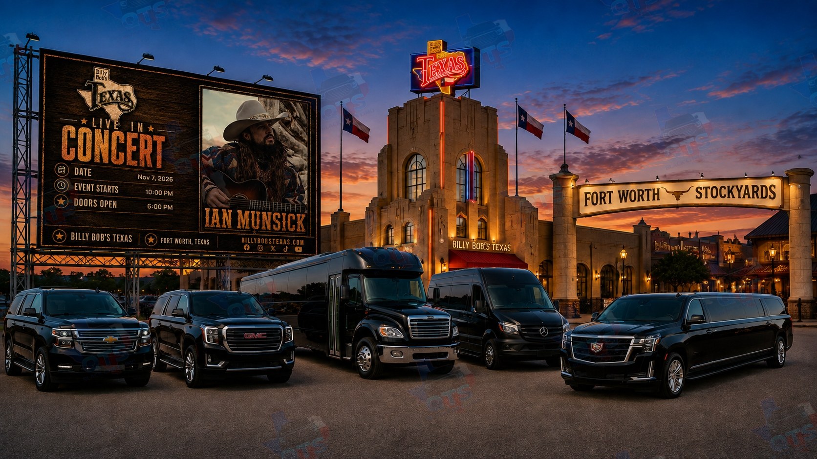 Ian Munsick at Billy Bob's Texas Fort Worth Stockyards Saturday, November 7, 2026 black car service