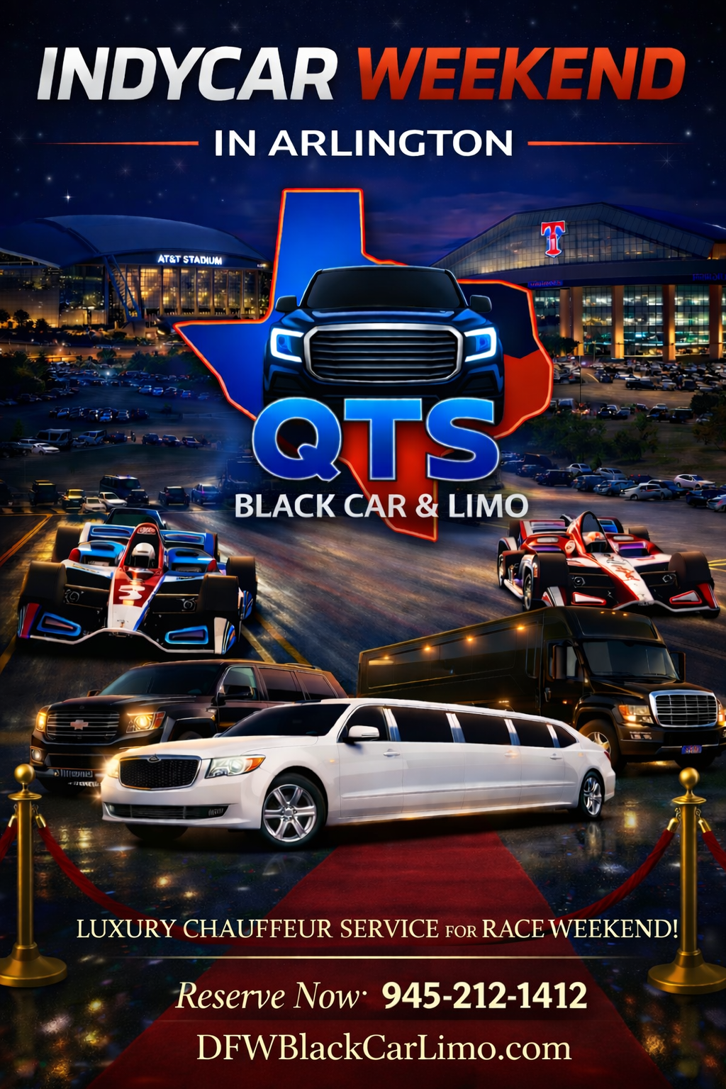 IndyCar Weekend in Arlington TX - QTS Black Car & Limo Flyer