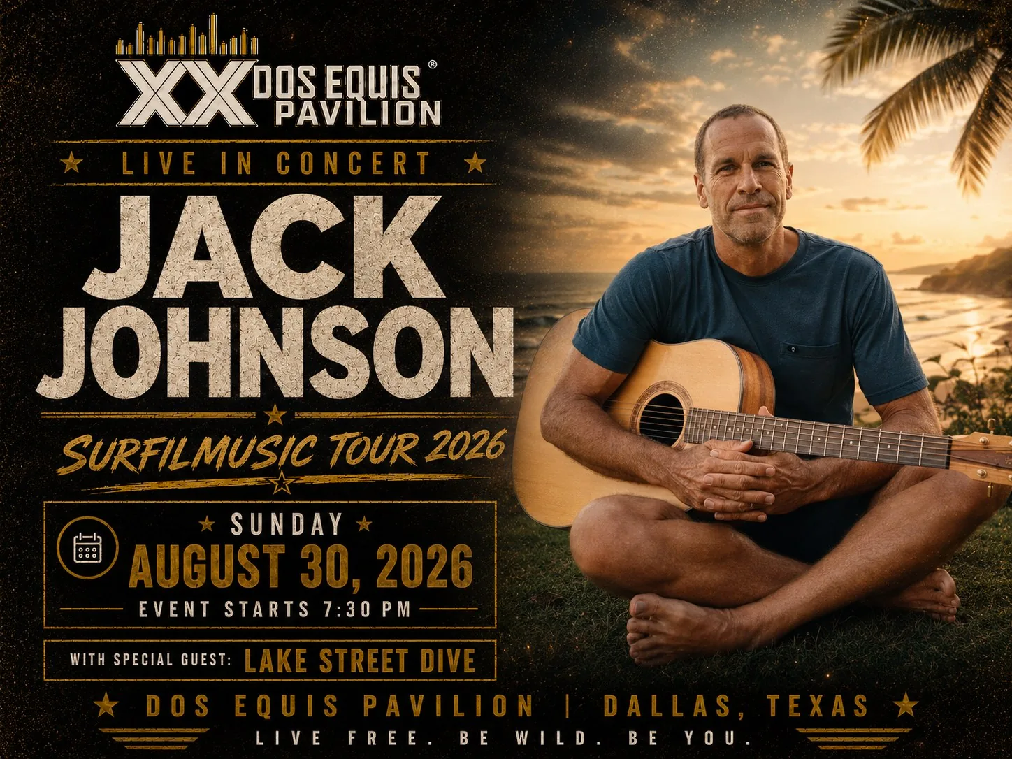 Jack Johnson with Lake Street Dive at Dos Equis Pavilion Fair Park Dallas Sunday, August 30, 2026 black car service