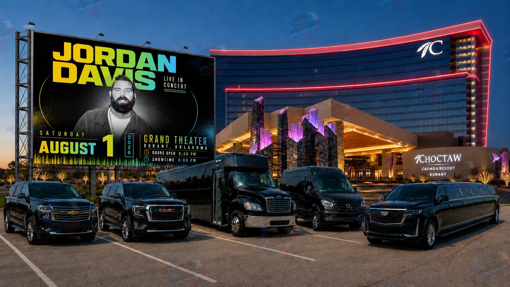 Jordan Davis at The Grand Theater at Choctaw Casino & Resort Durant OK Saturday, August 1, 2026 black car service