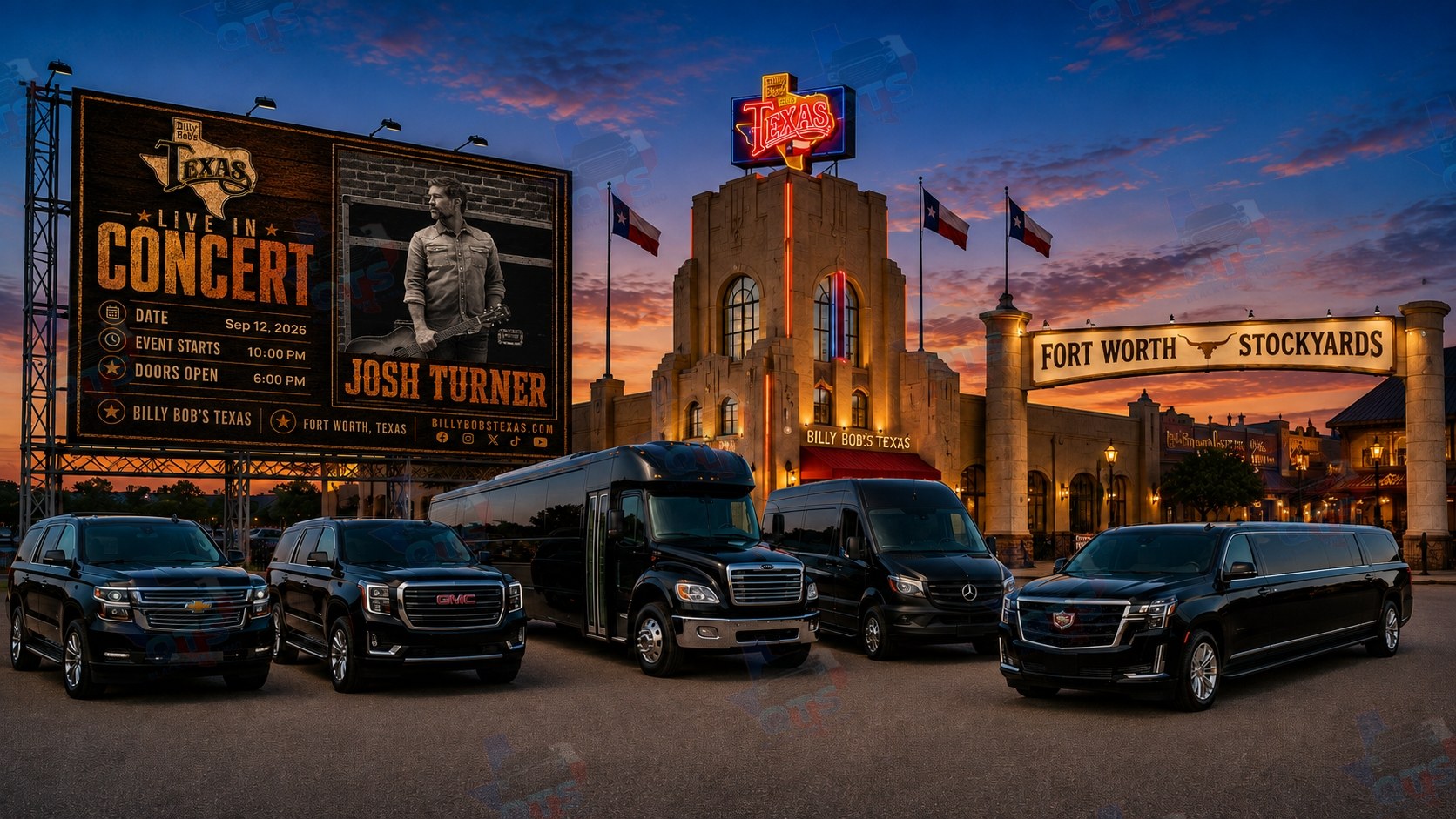 Josh Turner at Billy Bob's Texas Fort Worth Stockyards Saturday, September 12, 2026 black car service