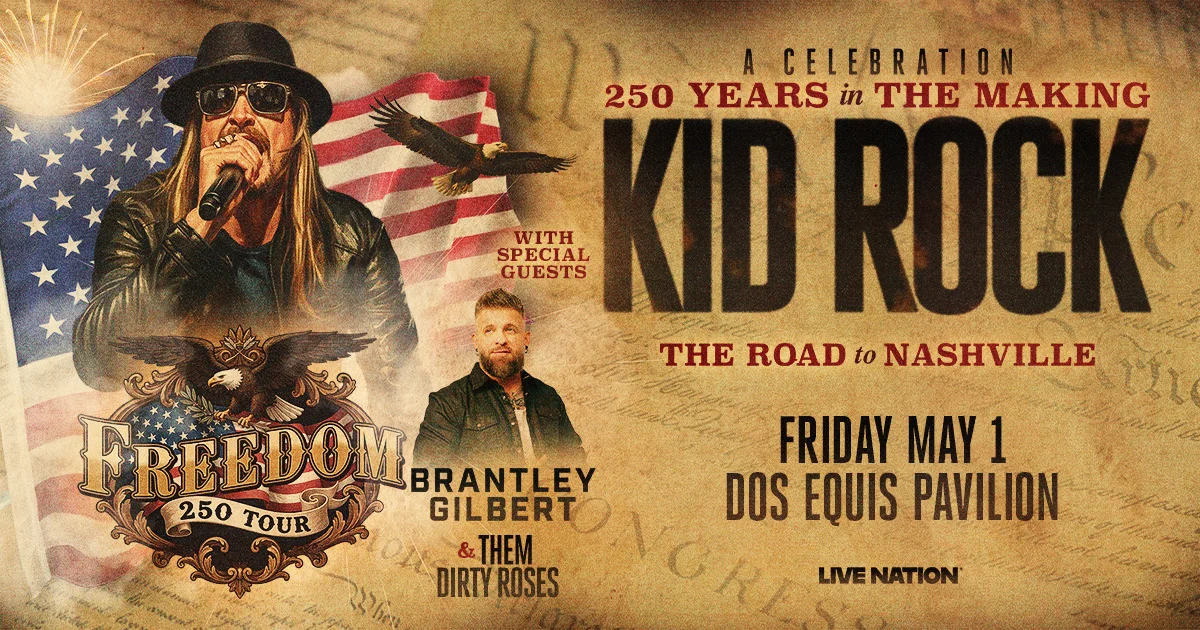 Kid Rock Freedom 250 Tour opening night at Dos Equis Pavilion Dallas May 1 2026
