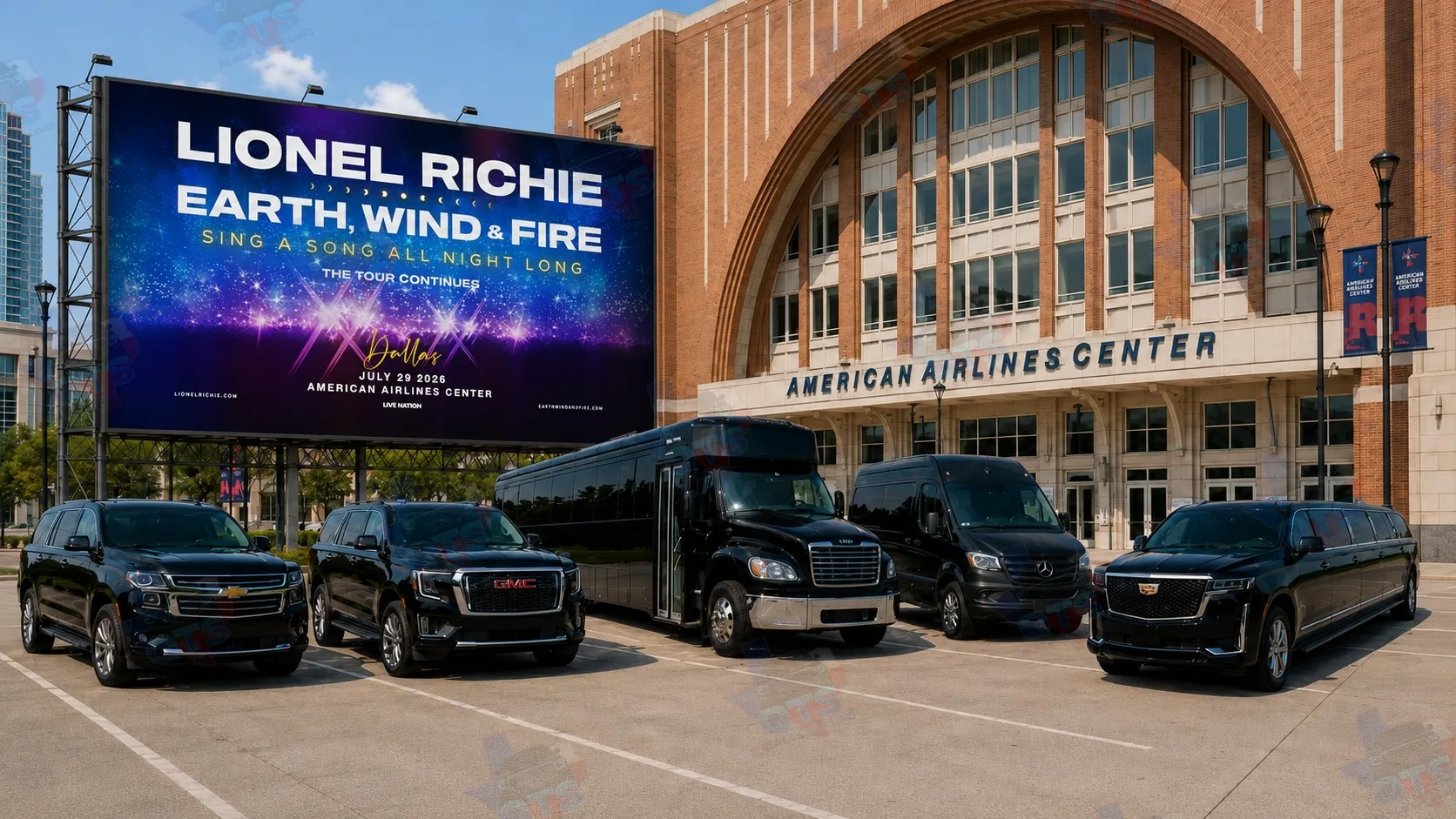 Lionel Richie and Earth, Wind & Fire Sing a Song All Night Long tour at American Airlines Center Dallas July 29 2026 black car service