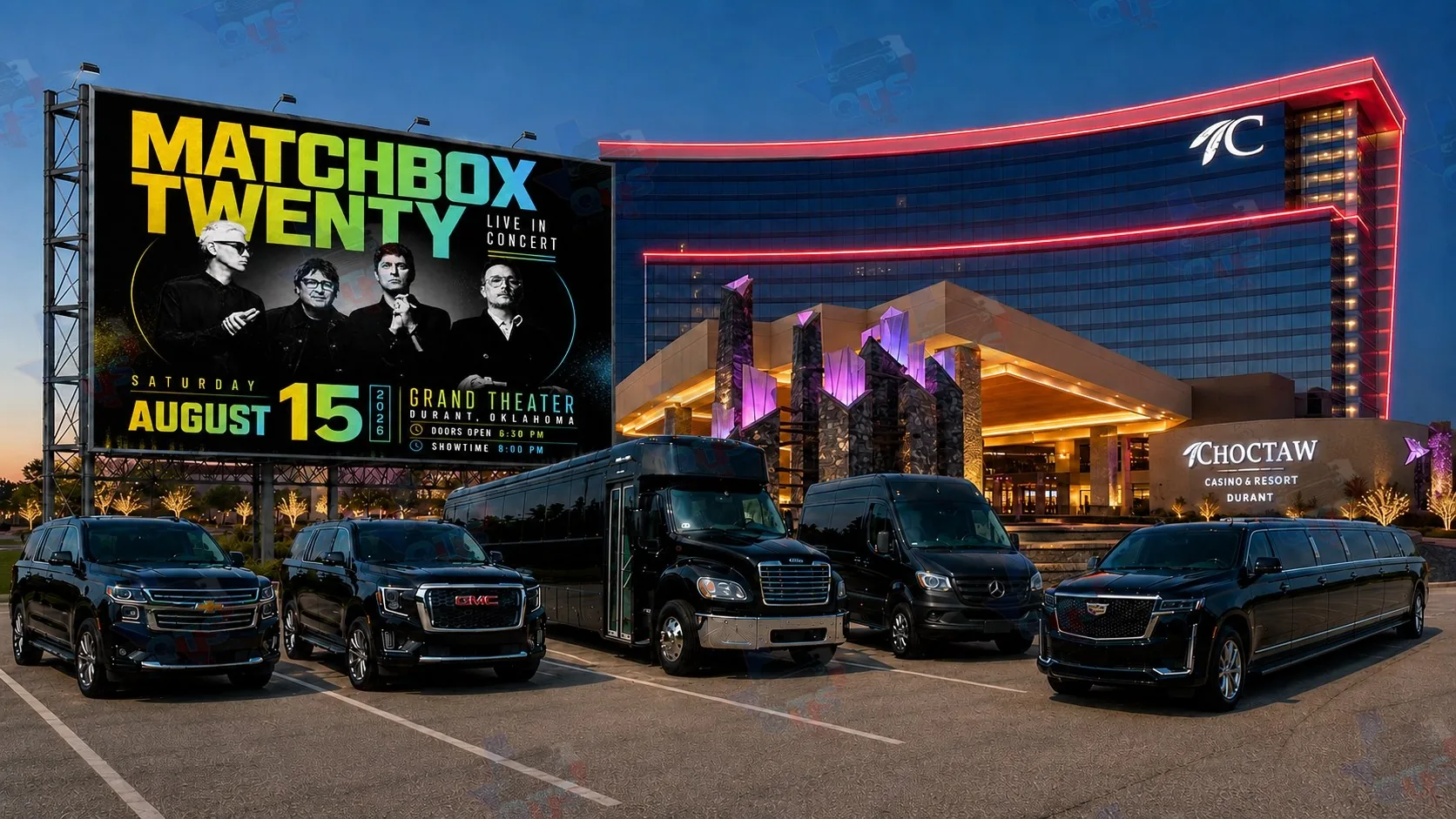 Matchbox Twenty at The Grand Theater at Choctaw Casino & Resort Durant OK Saturday, August 15, 2026 black car service