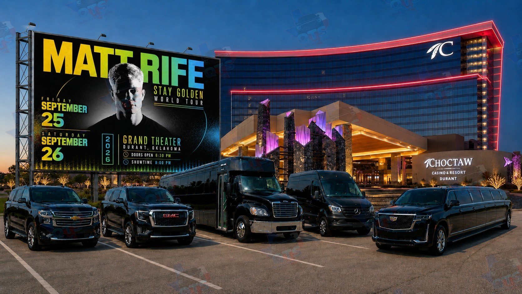 Matt Rife at The Grand Theater at Choctaw Casino & Resort Durant OK Friday, September 25, 2026 and Saturday, September 26, 2026 black car service