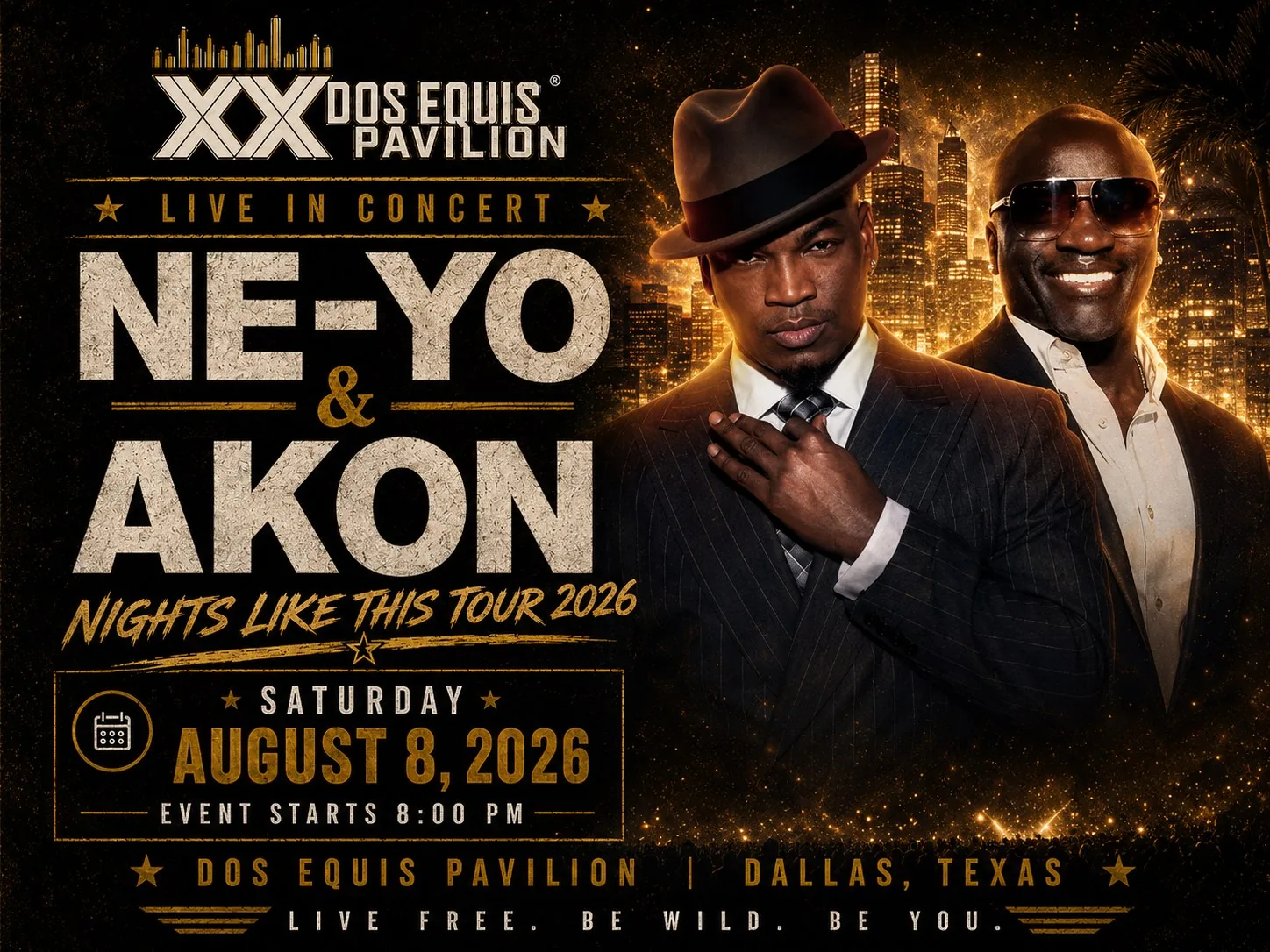 Ne-Yo & Akon at Dos Equis Pavilion Fair Park Dallas Saturday, August 8, 2026 black car service