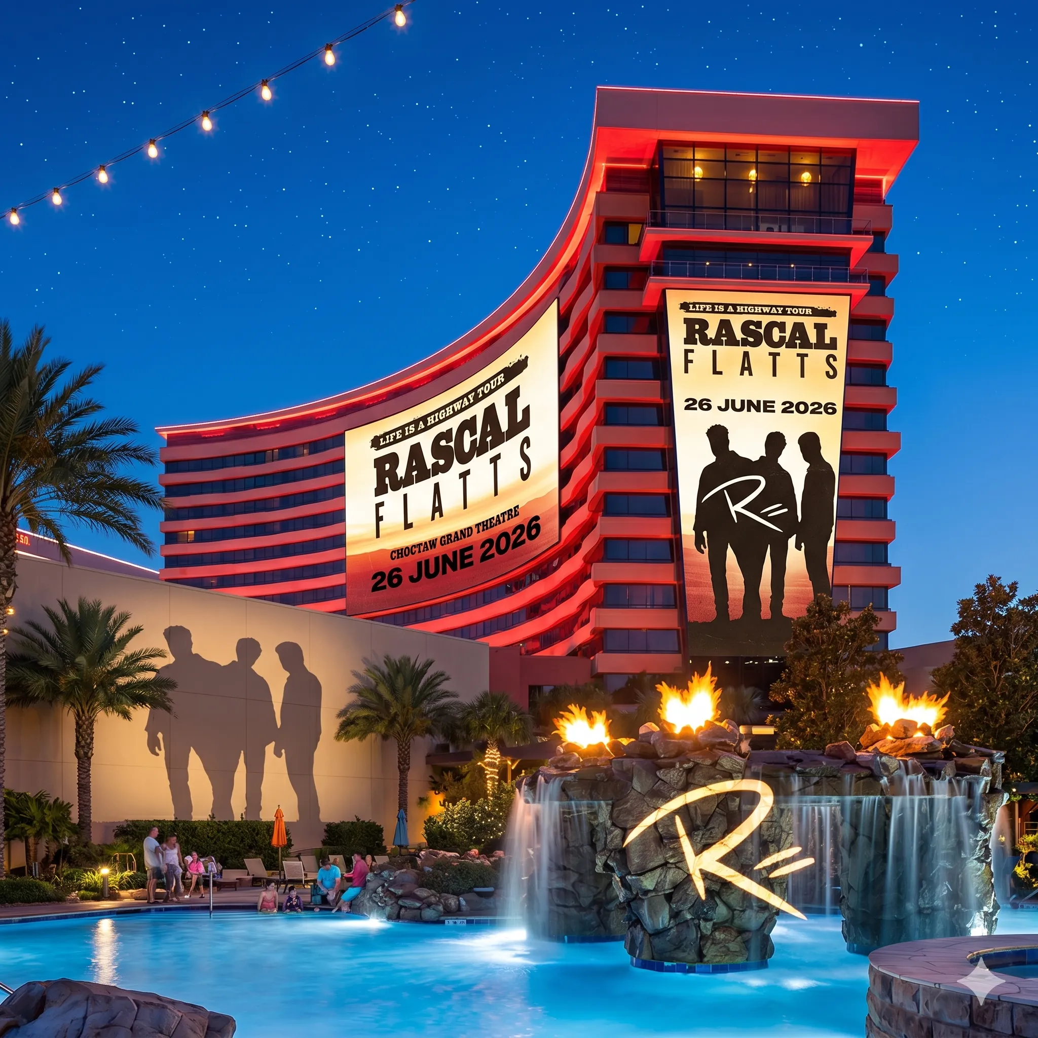 Rascal Flatts Life Is a Highway Tour at Choctaw Grand Theatre Durant Oklahoma June 26 2026 — QTS Black Car DFW transportation