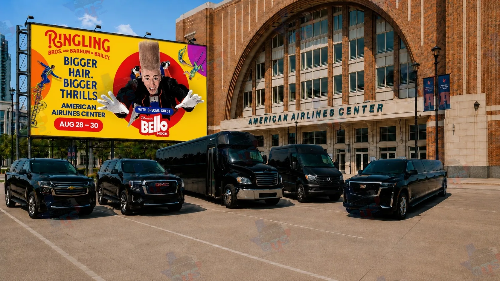 American Airlines Center Dallas — black car service for Ringling Bros and Barnum & Bailey Bigger Hair Bigger Thrills August 28 to 30 2026