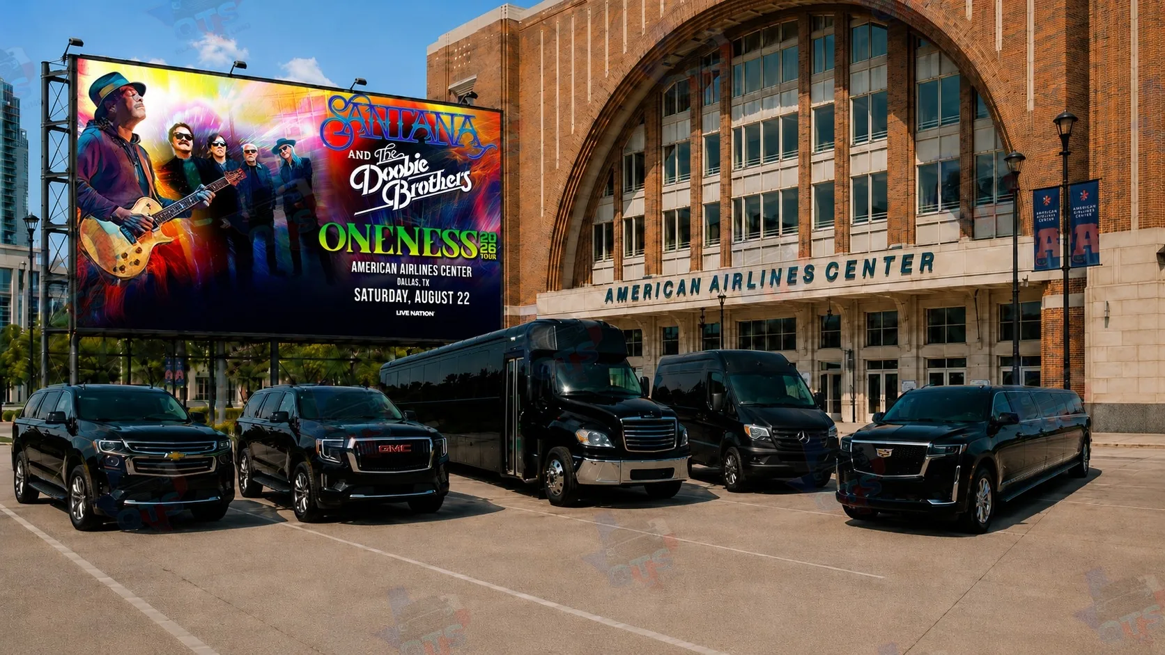 American Airlines Center Dallas — black car service for Santana and The Doobie Brothers Oneness Tour August 22 2026
