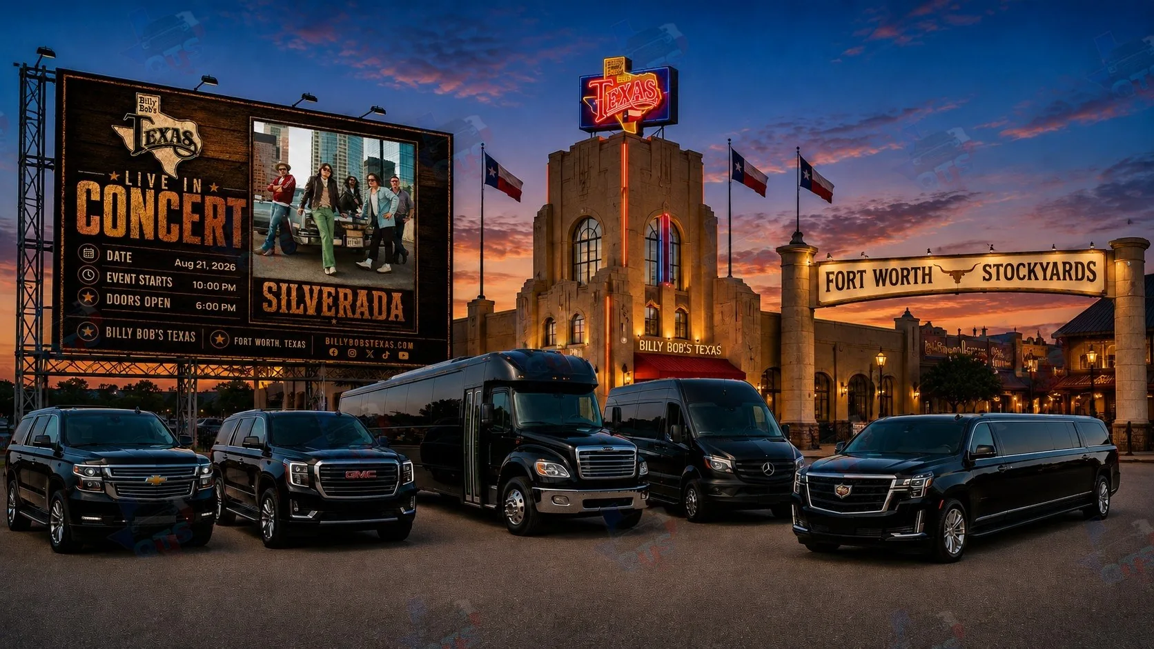 Silverada at Billy Bob's Texas Fort Worth Stockyards Friday, August 21, 2026 black car service