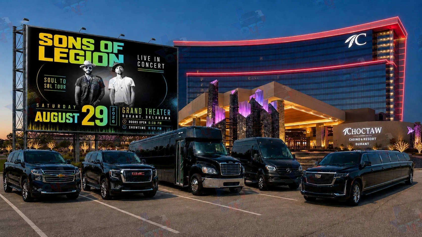 Sons of Legion at The Grand Theater at Choctaw Casino & Resort Durant OK Saturday, August 29, 2026 black car service
