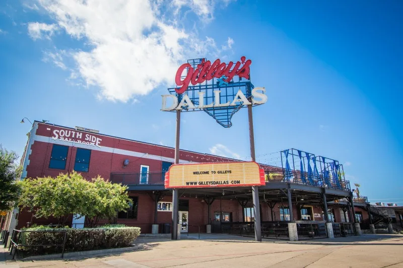 The South Side Ballroom and Gilley's Dallas exterior in the Cedars, just south of downtown Dallas — QTS Black Car & Limo transportation for September 2026 events