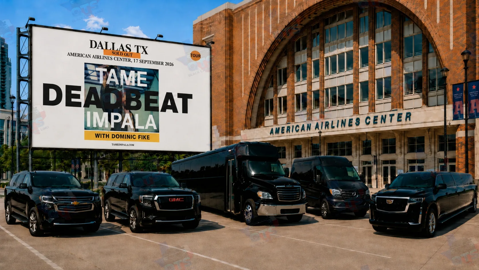 American Airlines Center Dallas — black car service for Tame Impala The Deadbeat Tour with Dominic Fike September 17 2026