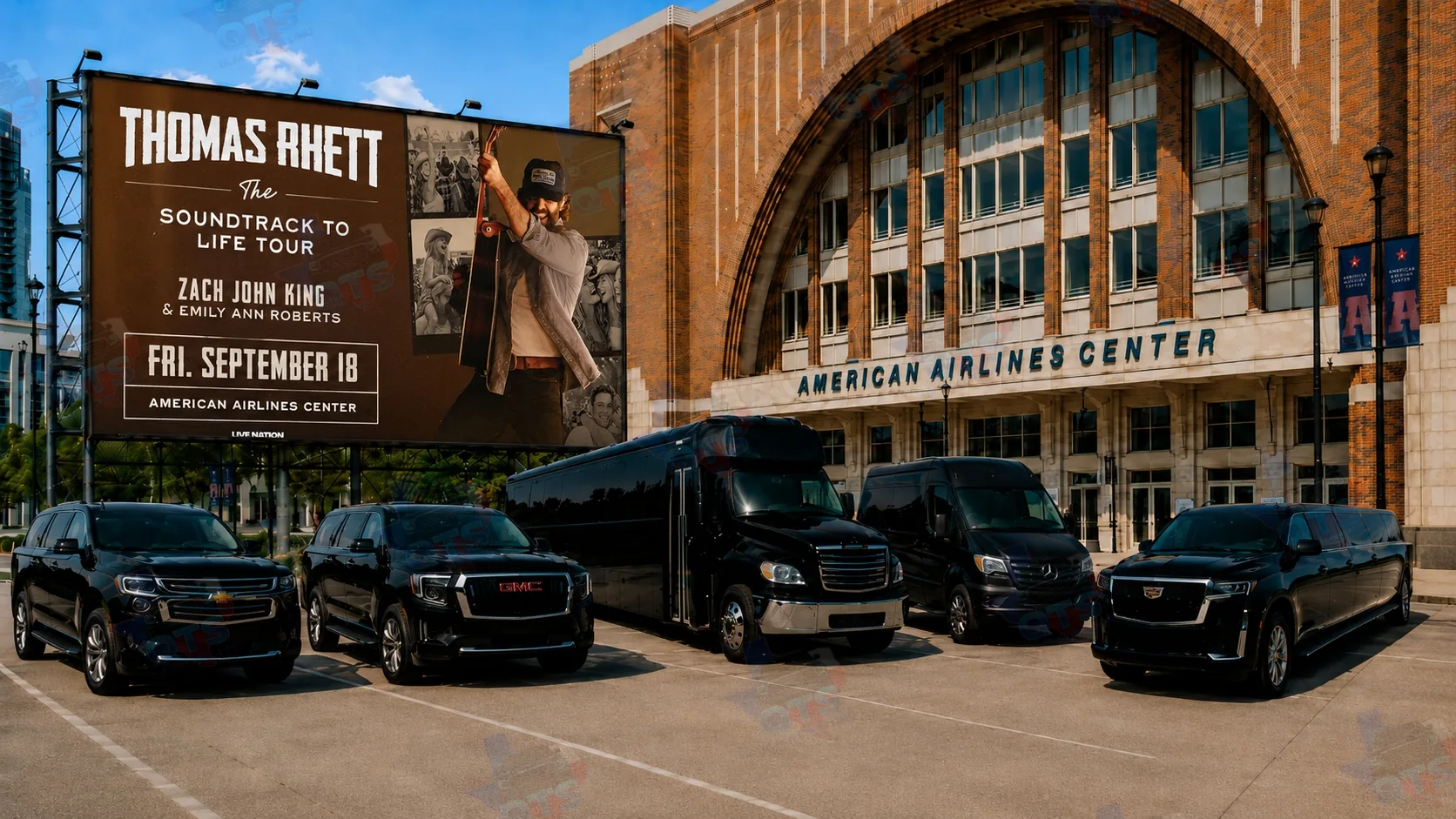 American Airlines Center Dallas — black car service for Thomas Rhett The Soundtrack to Life Tour September 18 2026