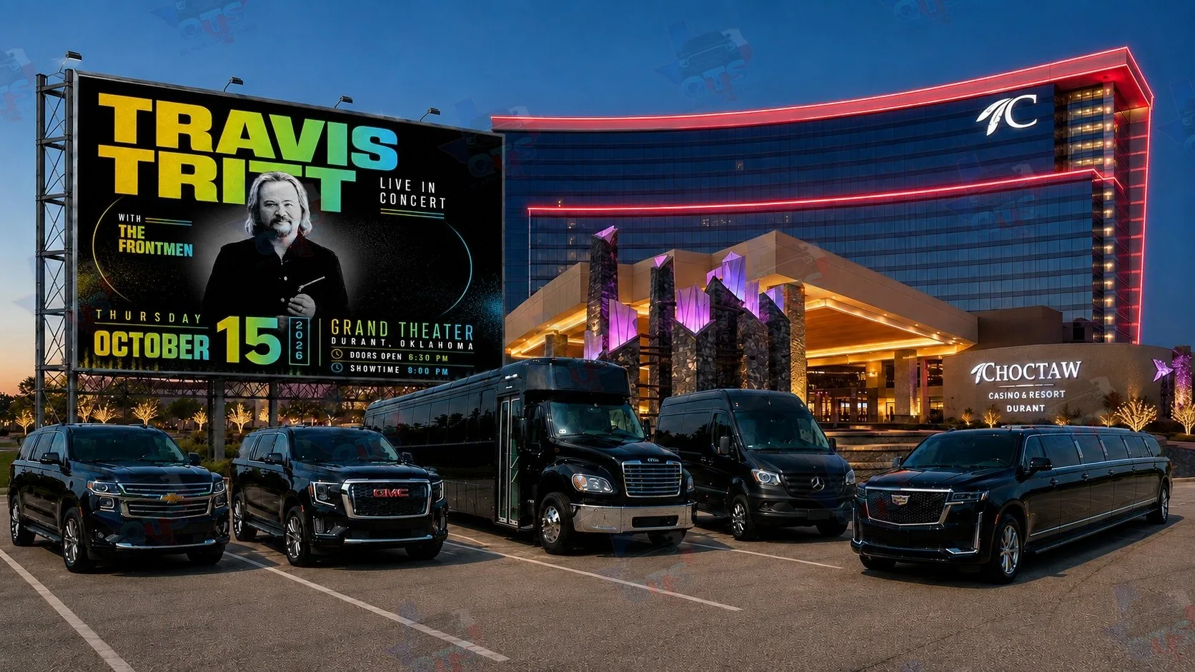 Travis Tritt with The Frontmen at The Grand Theater at Choctaw Casino & Resort Durant OK Thursday, October 15, 2026 black car service