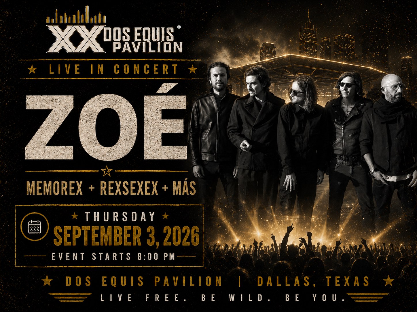 Zoé at Dos Equis Pavilion Fair Park Dallas Thursday, September 3, 2026 black car service